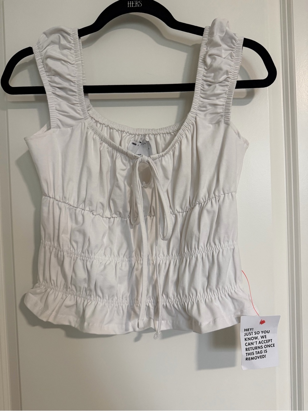 ASOS White Ruched Tie-Front Camisole